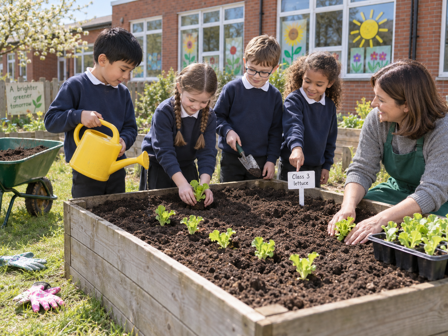 Photo 1: a primary-school garden lesson