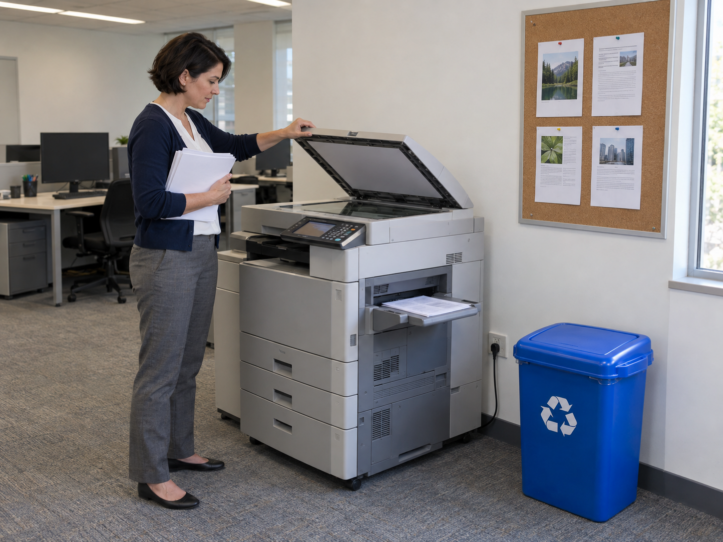 Part 1 photograph: woman at an office photocopier